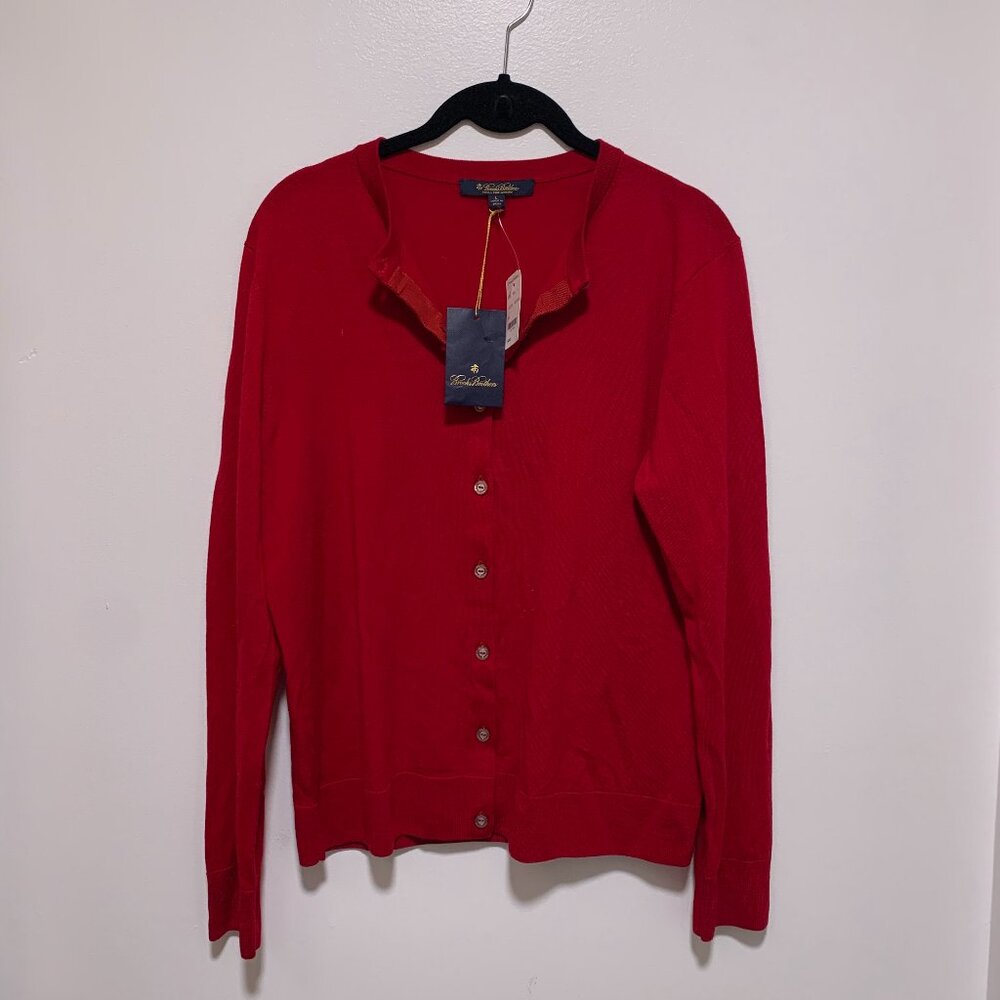 NWT Brooks Brothers Extra Fine Merino Wool Button Up Sweater